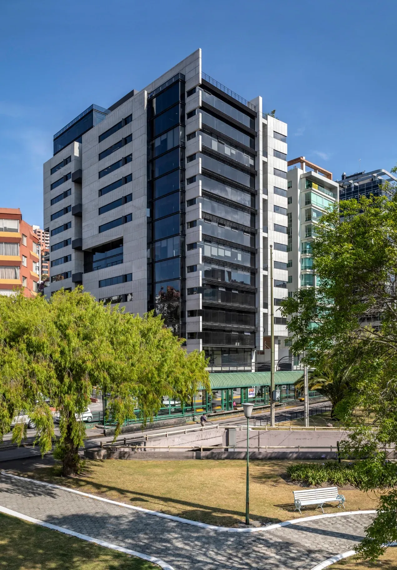 Exterior of the Torre 6 office building in Quito